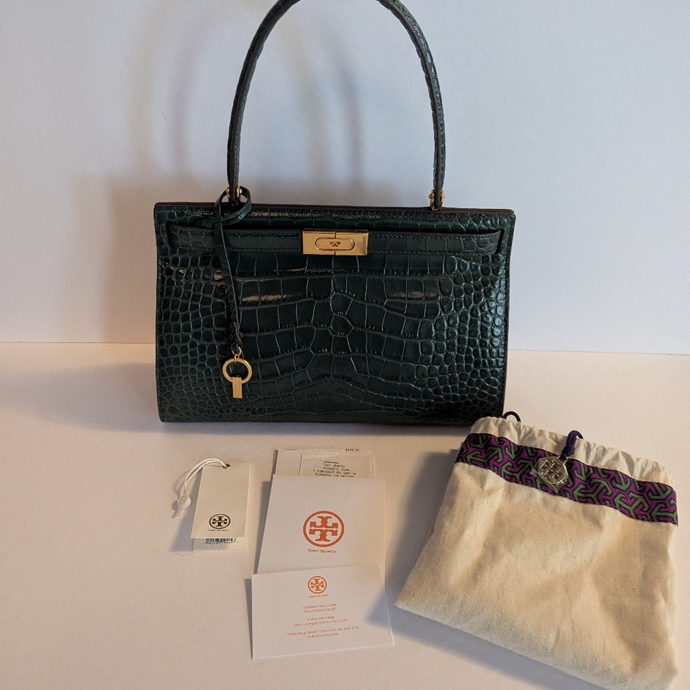 Tory Burch Lee Radziwill Embossed SMALL Satchel (58427 0619) In Norwood